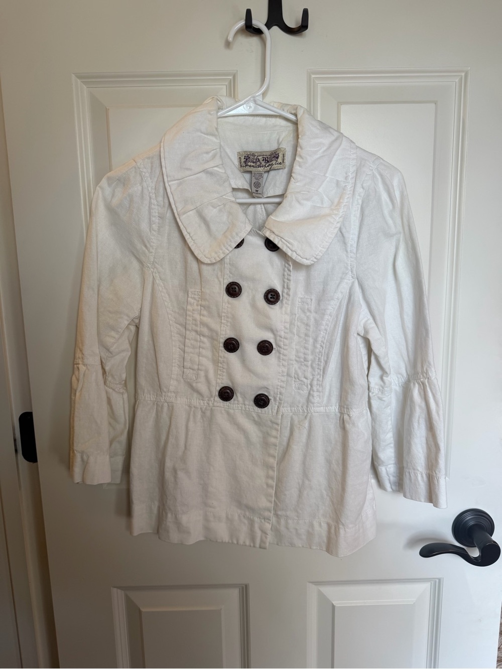 Women’s White Double-Breasted Cotton Jacket